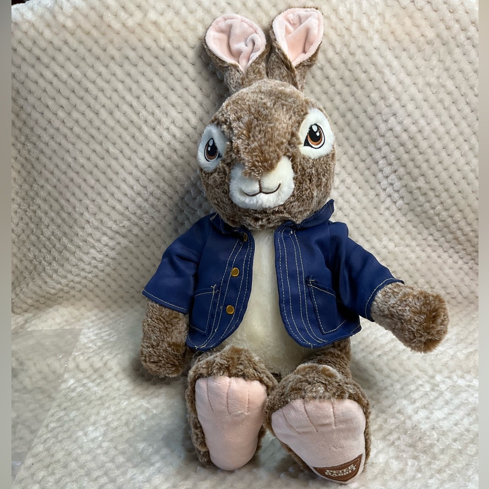 MTY International Plush Peter Rabbit Bunny Stuffed Animal Toy with Blue Jacket